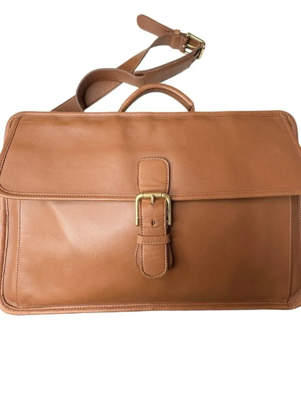Coach Vintage 90s Double Zip Organizer Business Briefcase #675-0537 Leather Tan